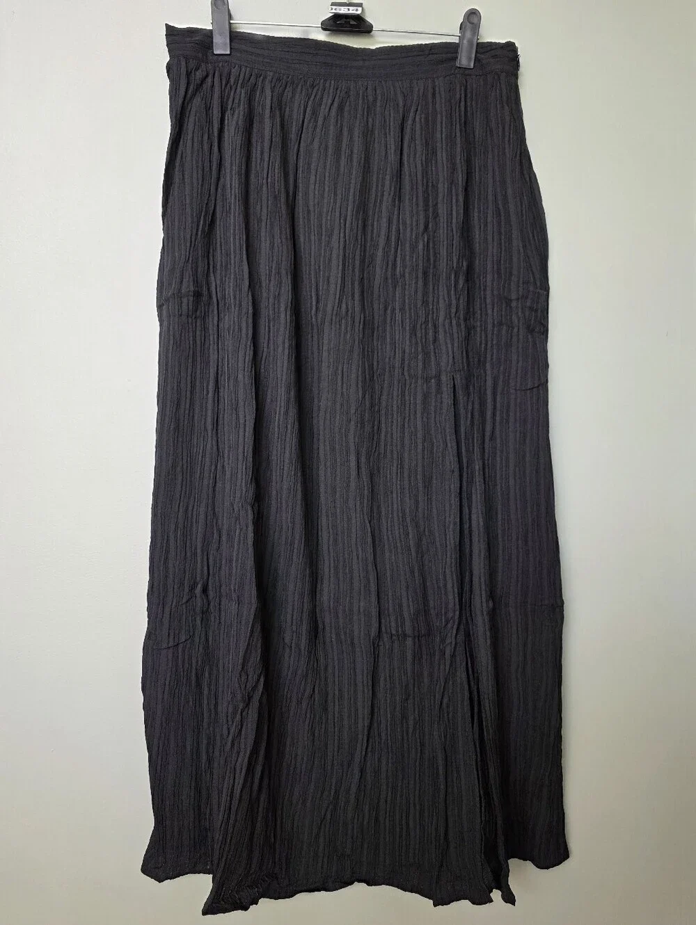 Lulus Midsummer Memories Black Mid-Rise Textured Maxi Skirt - Large - NWT!
